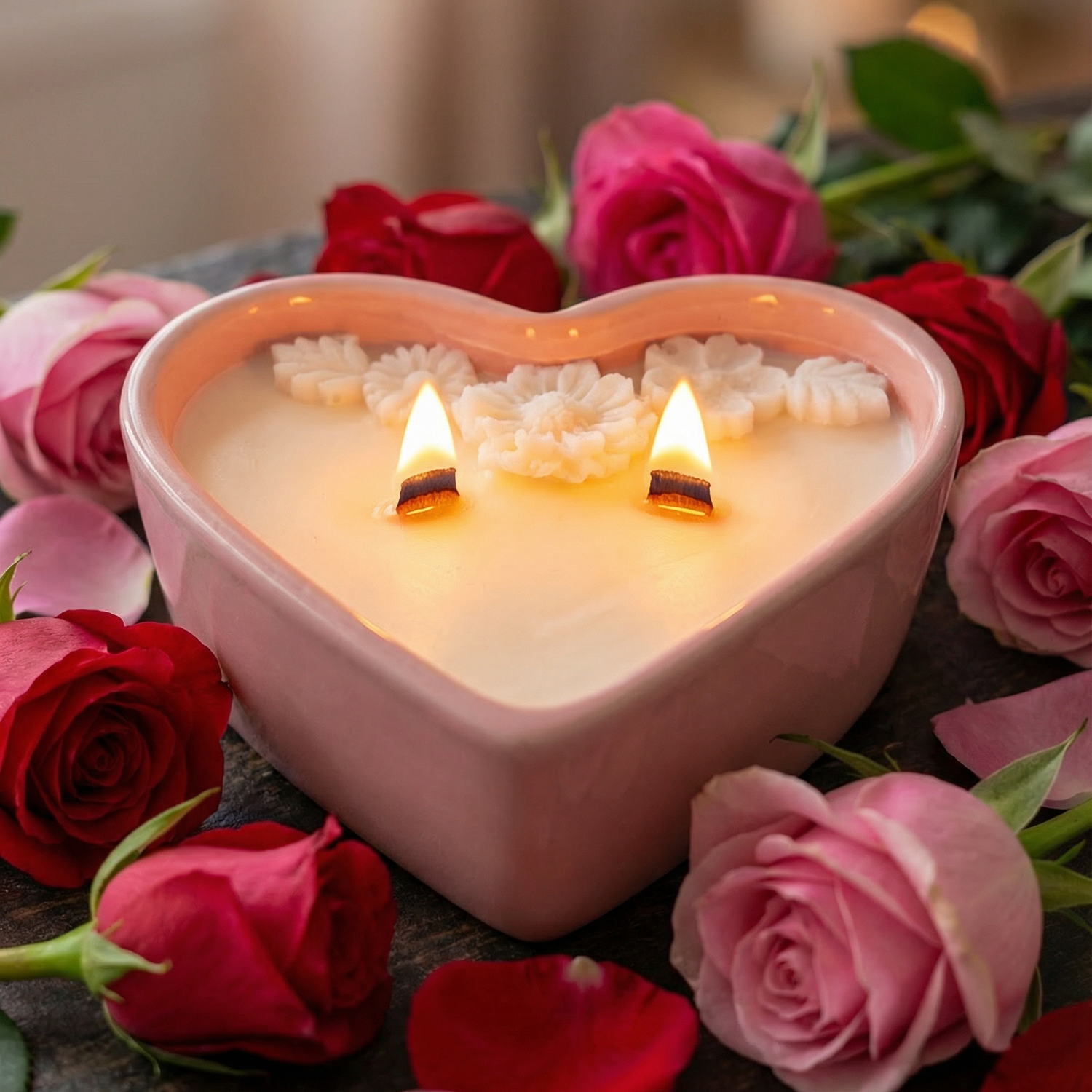 Amor Eterno Pink Heart Candle
