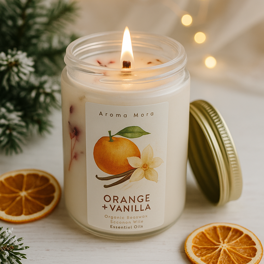 Orange &amp; Vanilla Beeswax Candle