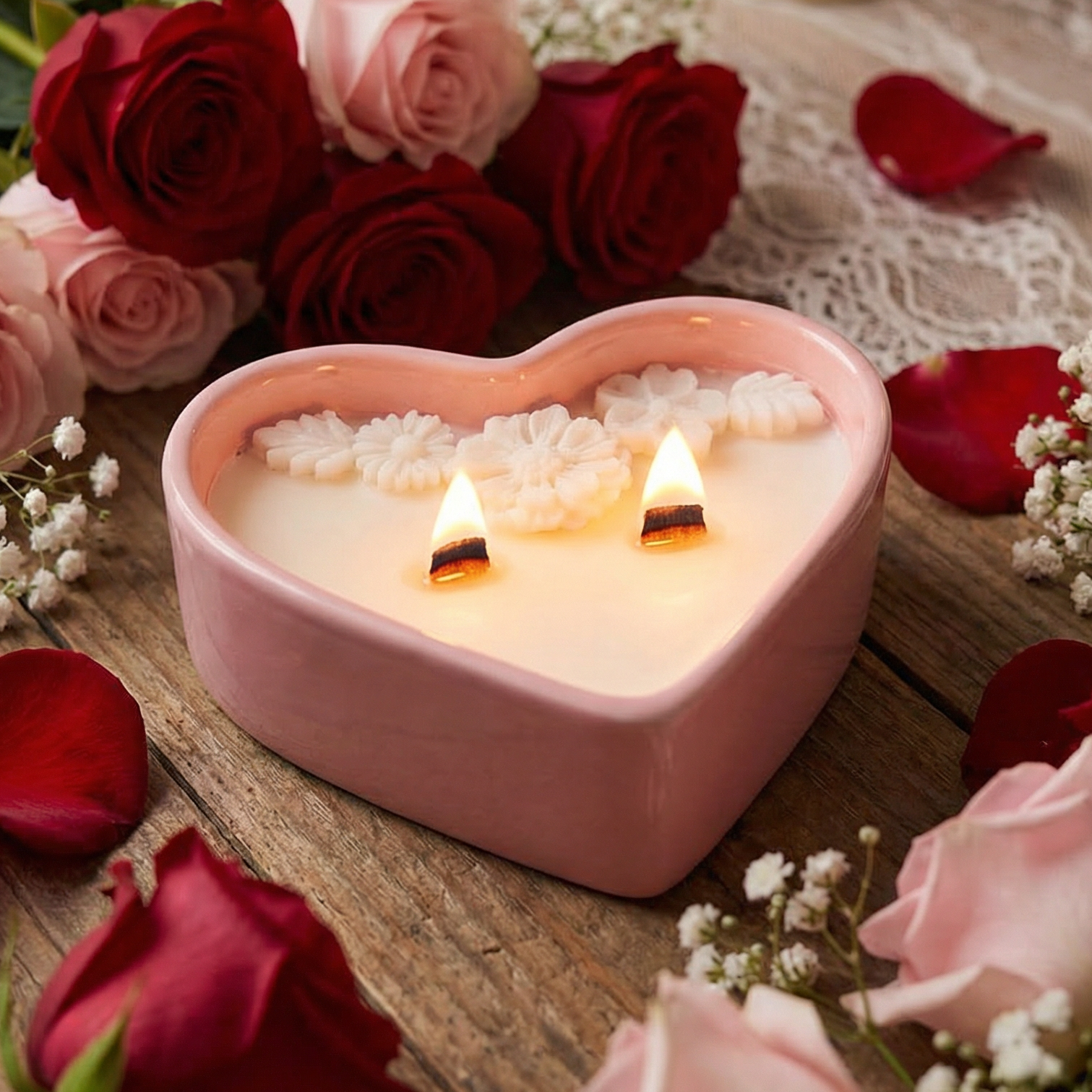 Amor Eterno Pink Heart Candle